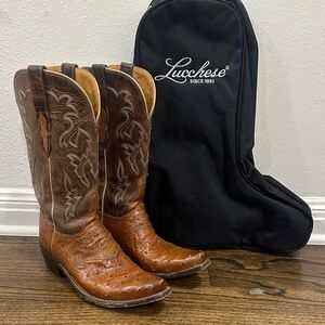 Lucchese Tan and Brown Cowboy Boots